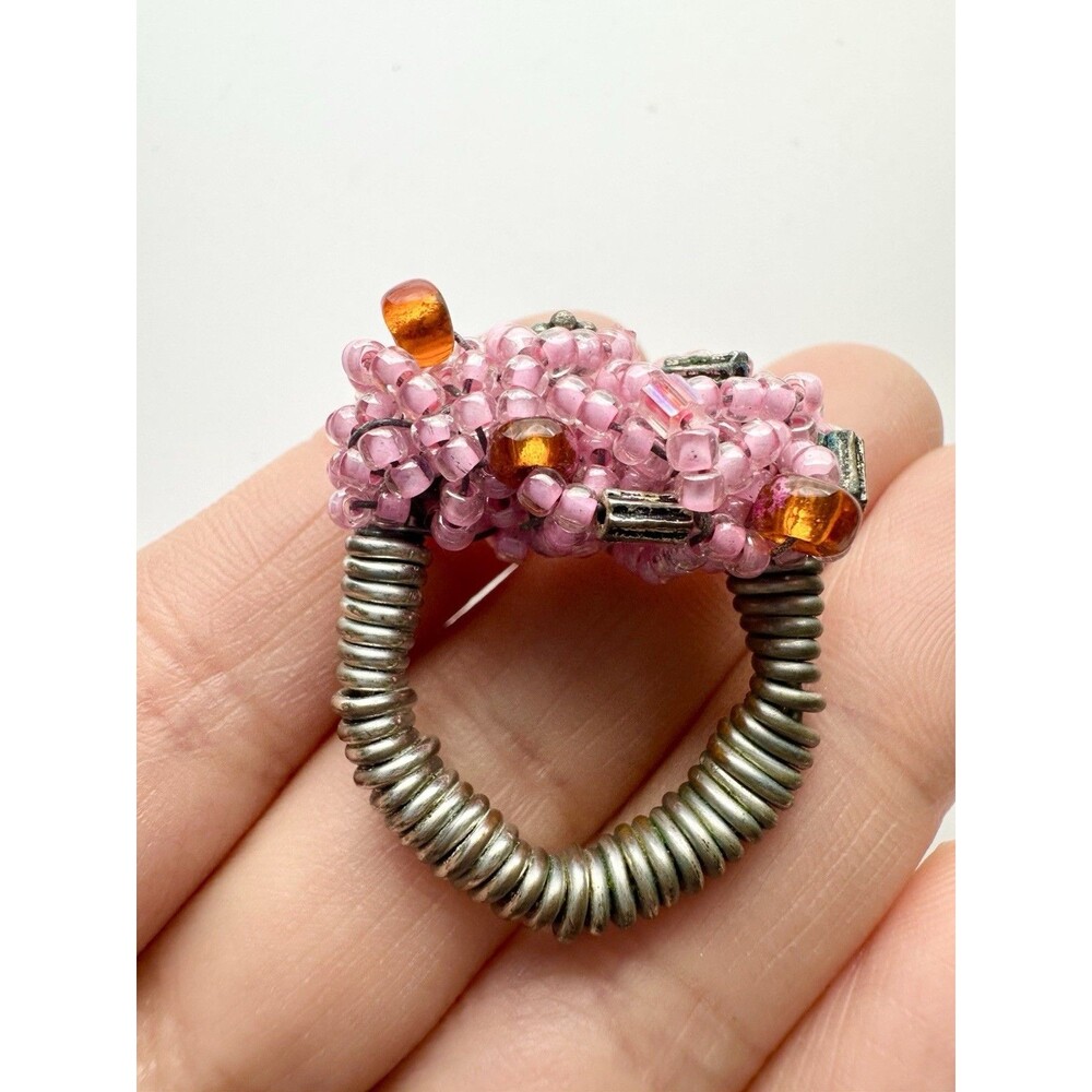 Artisan Handmade Beaded Wire Cocktail Ring Size 5